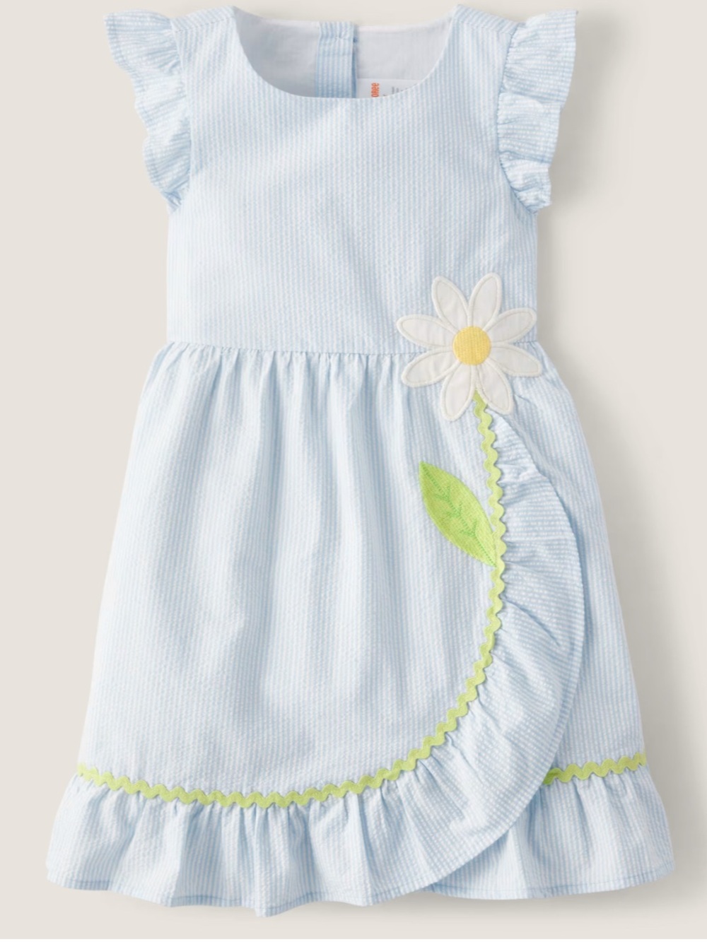 Gymboree Girls Blue Seersucker Daisy Summer Dress 7